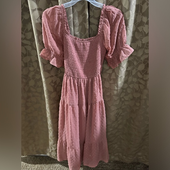 Square Neck Midi Swiss Dot Dress - Picture 6 of 7